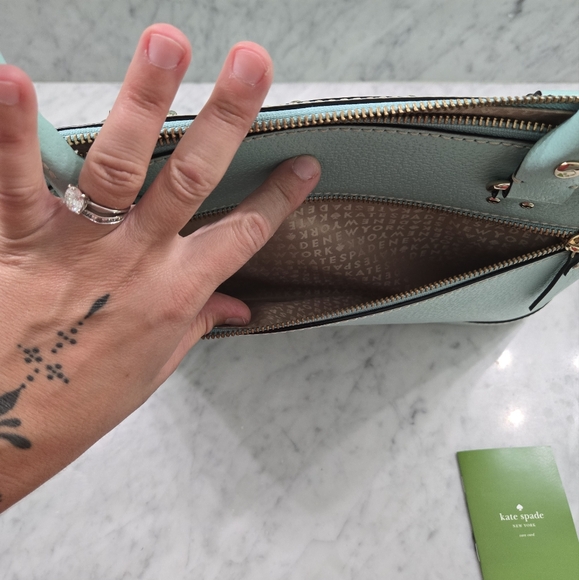 Kate Spade Satchel Bag Purse with Double Zipper 8" Drop - Aqua - Picture 9 of 16